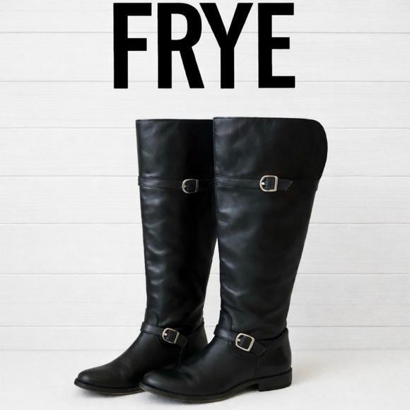 Frye Shoes - Frye. Black Leather. Double Buckle Straps.
Shirley Boots. Women 5.5.